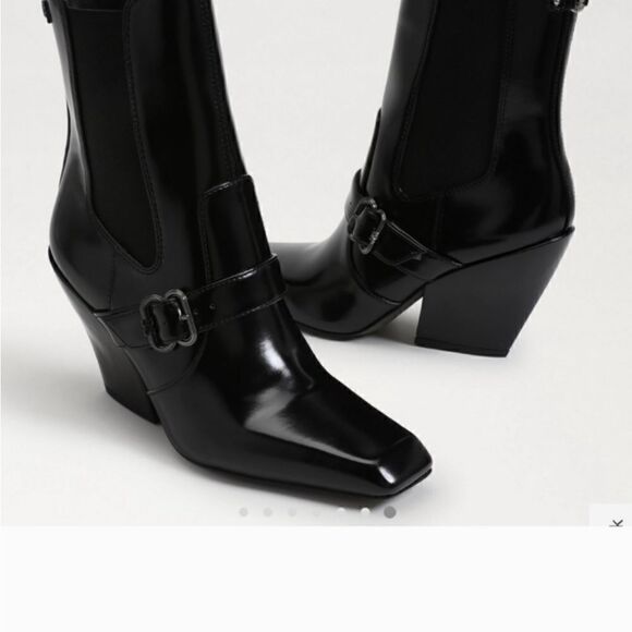 Sam Edelman black patent leather Suzette 3 1/2" heel ankle boot size 6 1/2 NWT - Picture 1 of 8